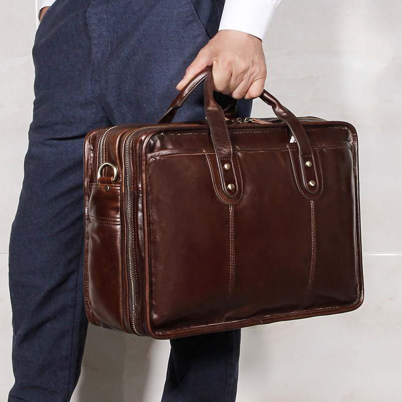Leather Briefcase - Męska skórzana aktówka z wysokiej jakości