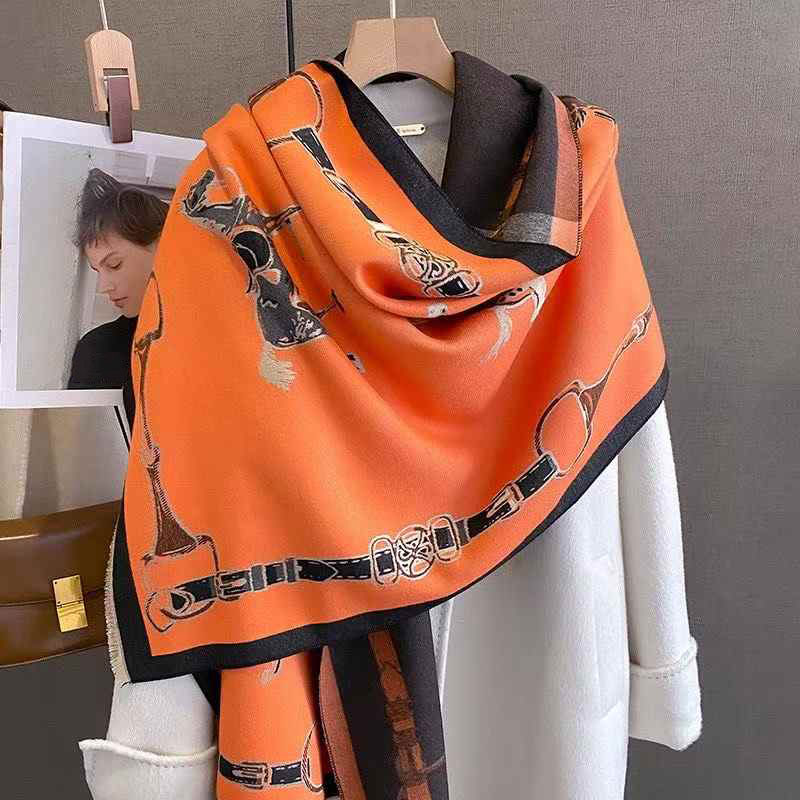 Cashmere Scarf - Szalik Retro Rider Horse Imitacja Kaszmiru
