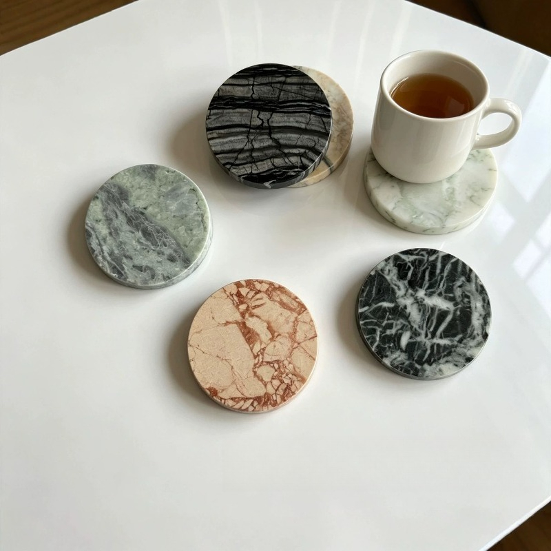Marble Coaster Set - Zestaw podkładek pod napoje z naturalnego