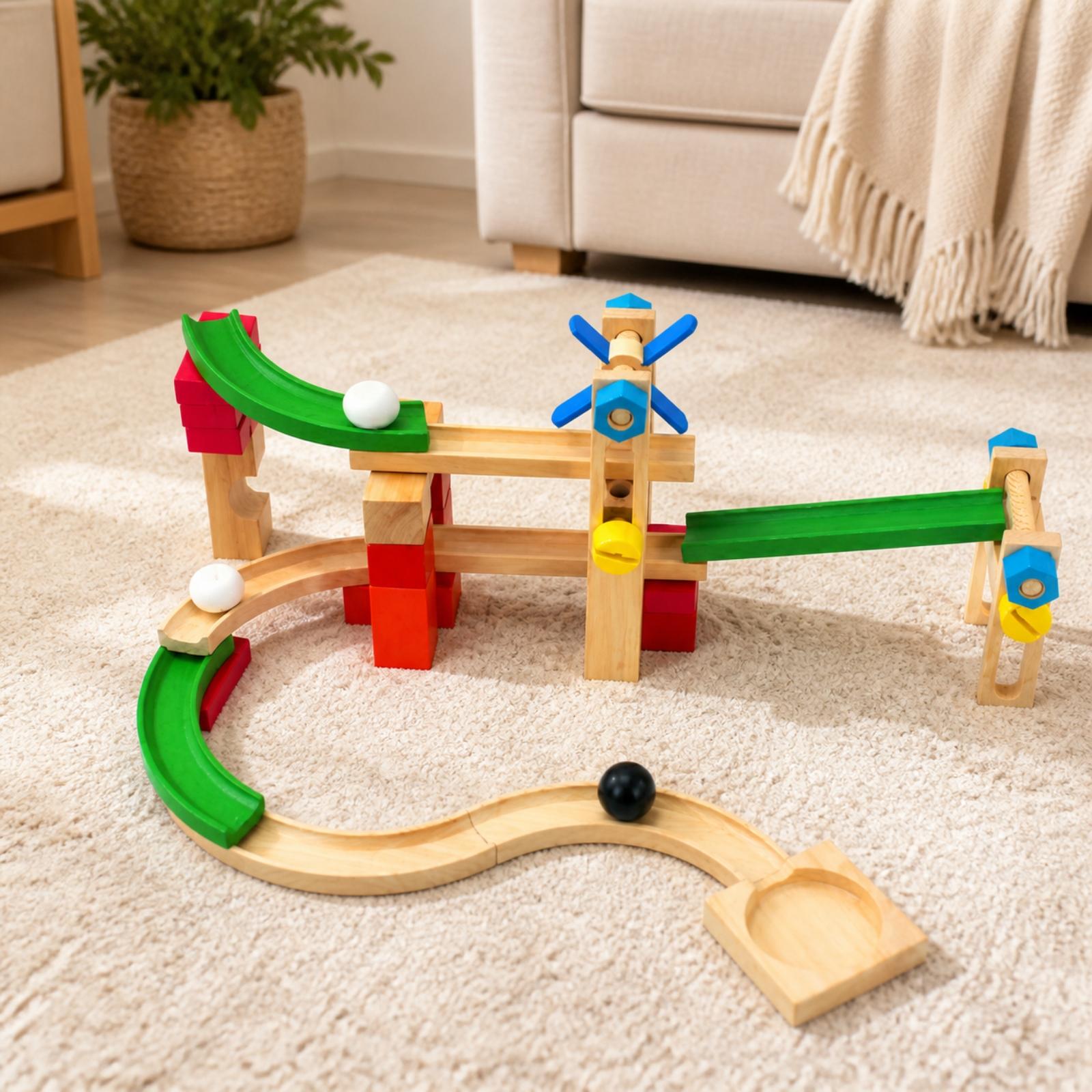 Drewniana torowa zabawka z kul – Marble Coaster Set recenzja i cena