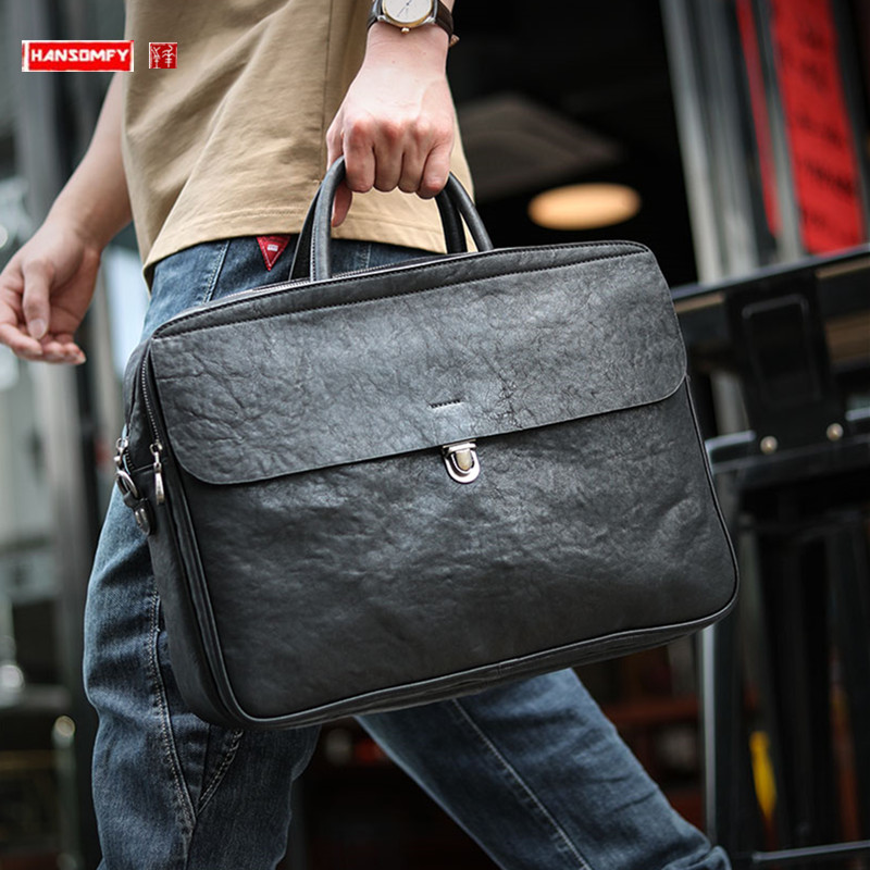 Luksusowe, czarne, męskie torb – Leather Briefcase recenzja i cena