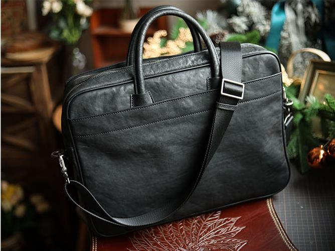 Luksusowe, czarne, męskie torb – Leather Briefcase recenzja i cena
